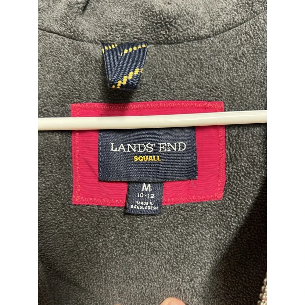 Lands' End Squall Girls M 10-12 Pink Hooded Fleece‎ Lined Winter Jacket